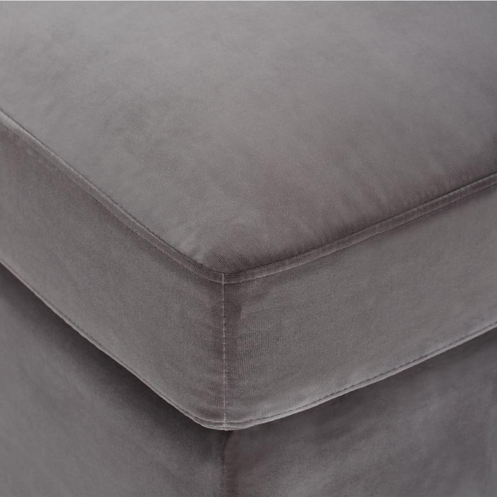 Cyan Sovente Ottoman Gray Velvet Antique Style 18.5H 26L 22W (1 of 1)