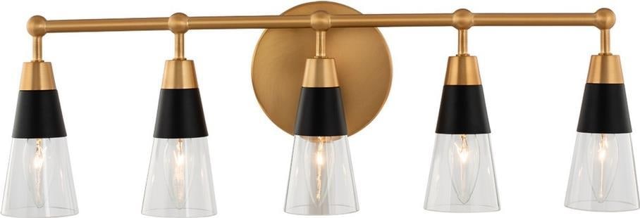 Kalco 5-Light Mid-Century Modern Bath Lighting Matte Black Brass (1 of 1)