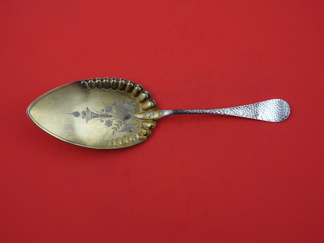 Wood and Hughes Sterling Silver Pie Server Unknown Pattern 10 1/4": Wood and Hughes Sterling Silver Pie Server Unknown Pattern 10 1/4" This exquisite pie server by Wood and Hughes showcases the elegance of sterling silver craftsmanship. Designed with a flat handle, it