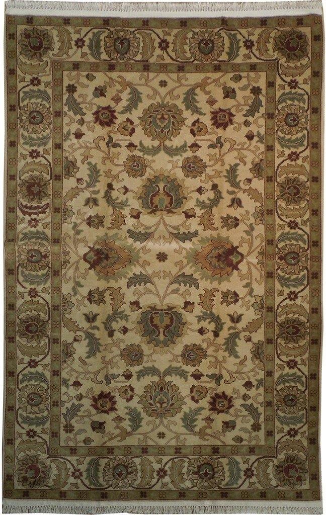 Beige Transitional Chobi Vegetable Dyed Rug 5'9 x 8'10 Handmade Wool (1 of 6)