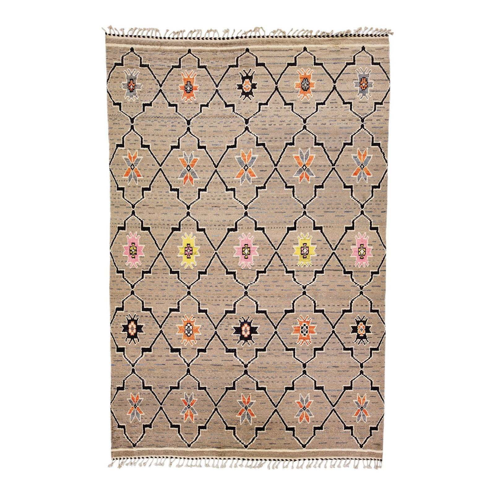 Tan Handmade Wool Tribal Rug Modern Moroccan Style 9'9 x 14'9 (1 of 10)