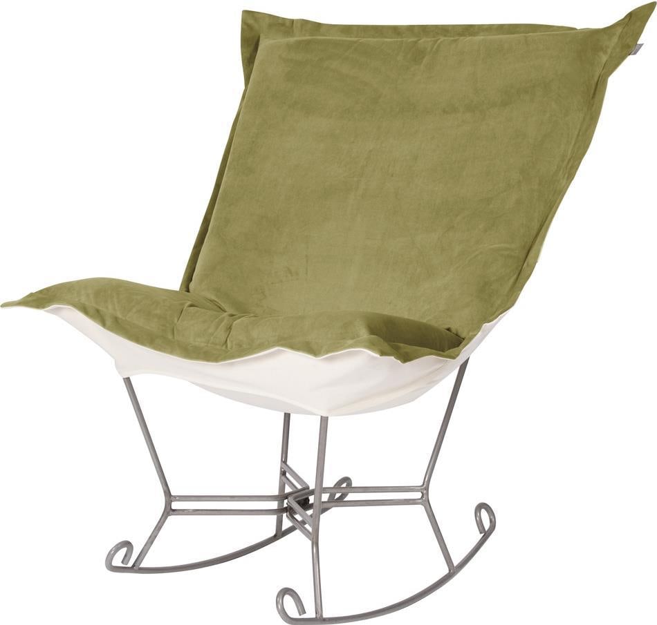Howard Elliott Bella Moss Green Scroll Puff Rocker Chair: Howard Elliott Bella Moss Green Scroll Puff Rocker Chair Introducing the Moss Green Scroll Puff Rocker Chair, a perfect blend of comfort and style. This chair features a cozy design with a hand-finish