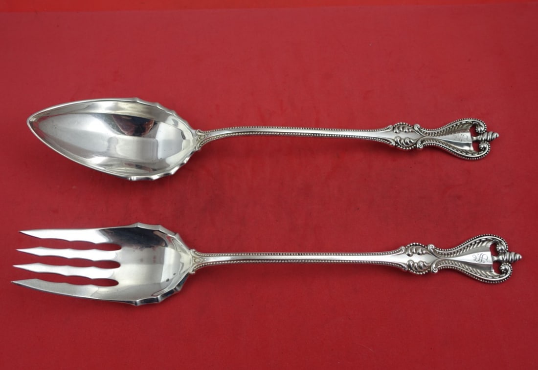 Towle Old Colonial Sterling Silver Salad Serving Set 2pc 11.5" Monogrammed Elizabeth (1 of 3)