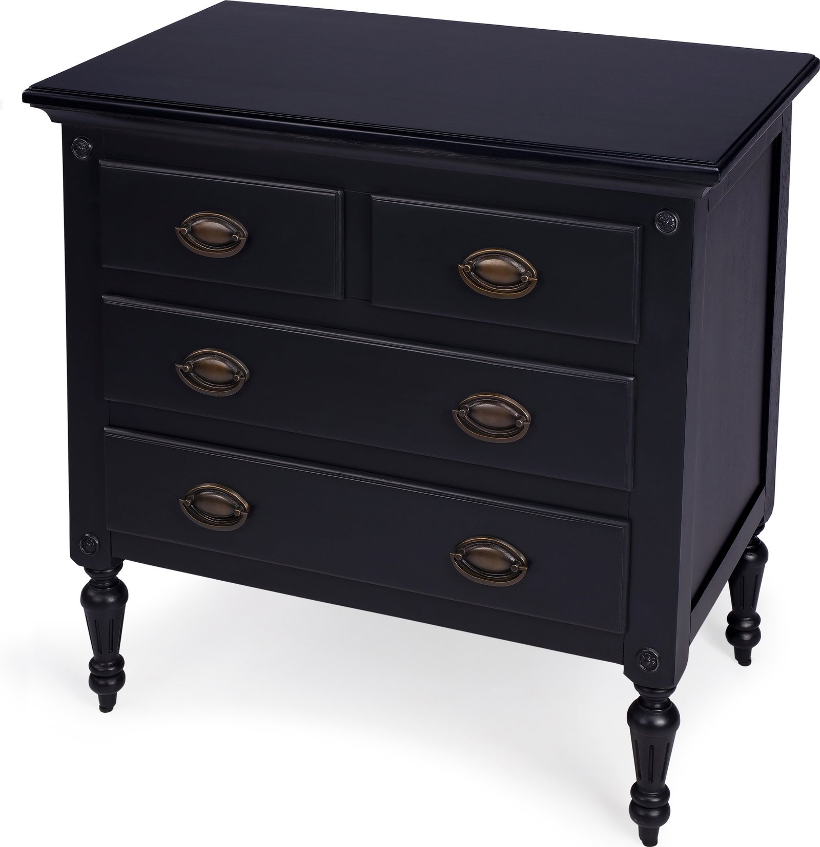 Butler Distressed Black 4-Drawer Chest Traditional Antique Style (1 of 9)