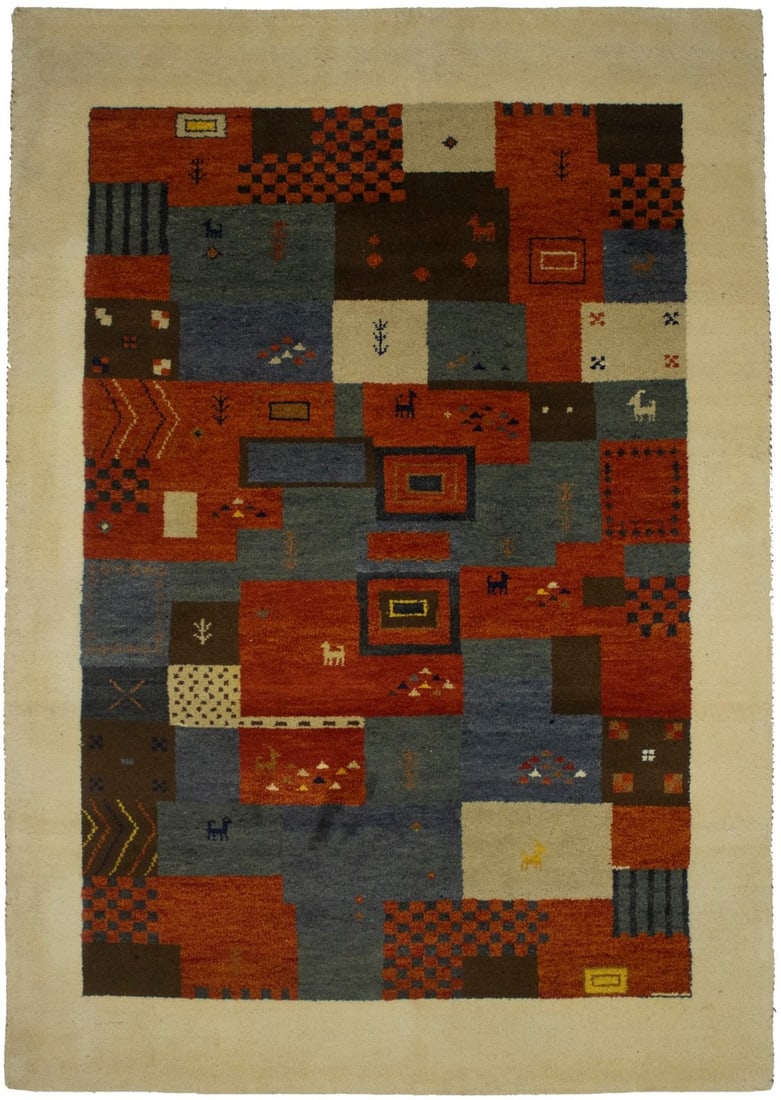 Multicolored Hand-Knotted Indo-Gabbeh Tribal Rug 5'6 x 7'9 Kid Friendly Wool (1 of 13)