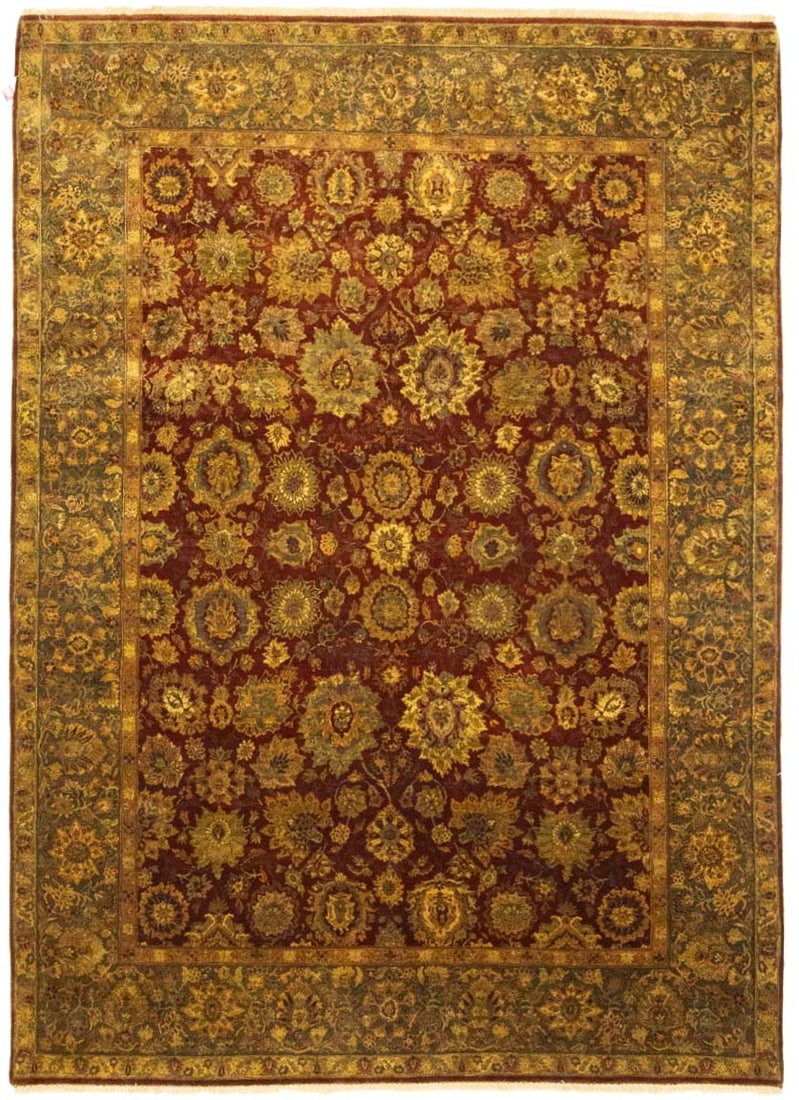 Agra Wool Area Rug Floral Pattern 9'4 x 12'7 Hand-Knotted Modern Carpet (1 of 18)