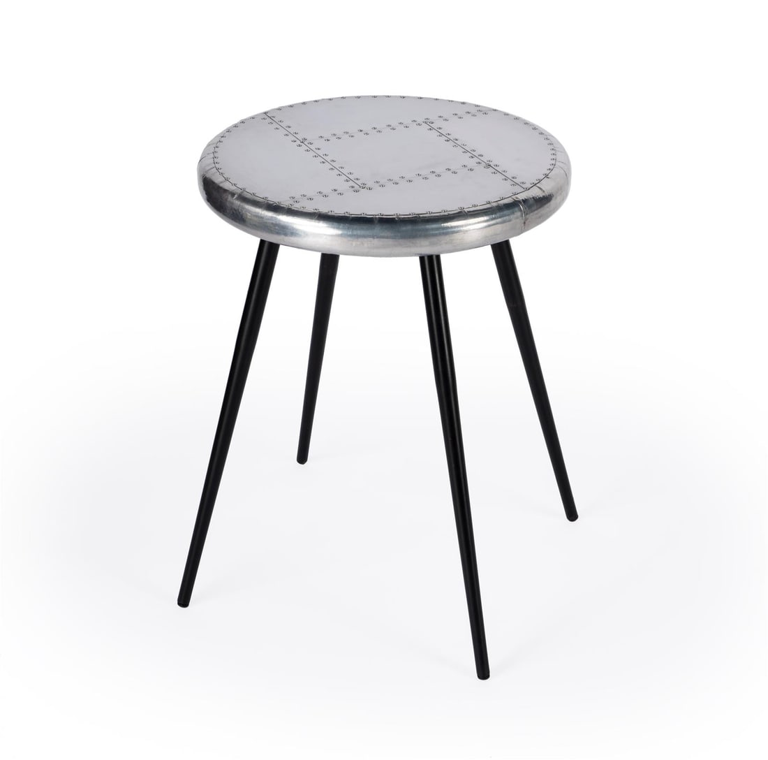 Butler Industrial Silver Side Table 23.25H Metalworks Finish: Butler Industrial Silver Side Table 23.25H Metalworks Finish Enhance your modern interiors with this stylish Industrial Silver Side Table, designed for both functionality and aesthetic appeal. Crafted