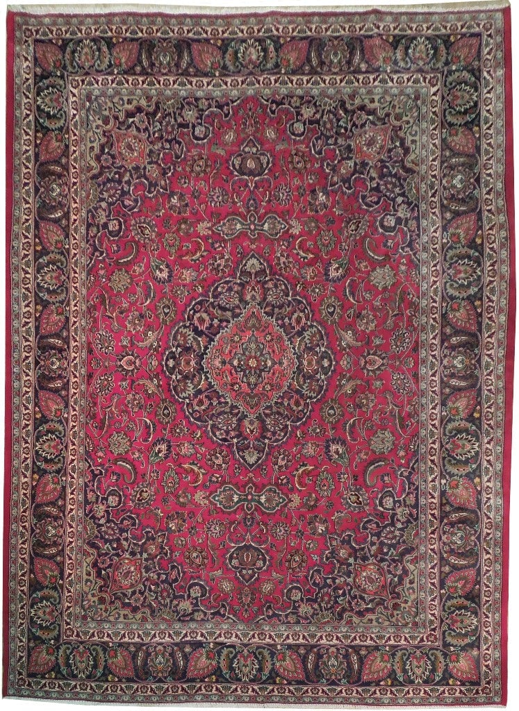 Handmade 9.9 x 12.7 Red Persian Semi-Antique Tabriz Rug from Iran (1 of 6)