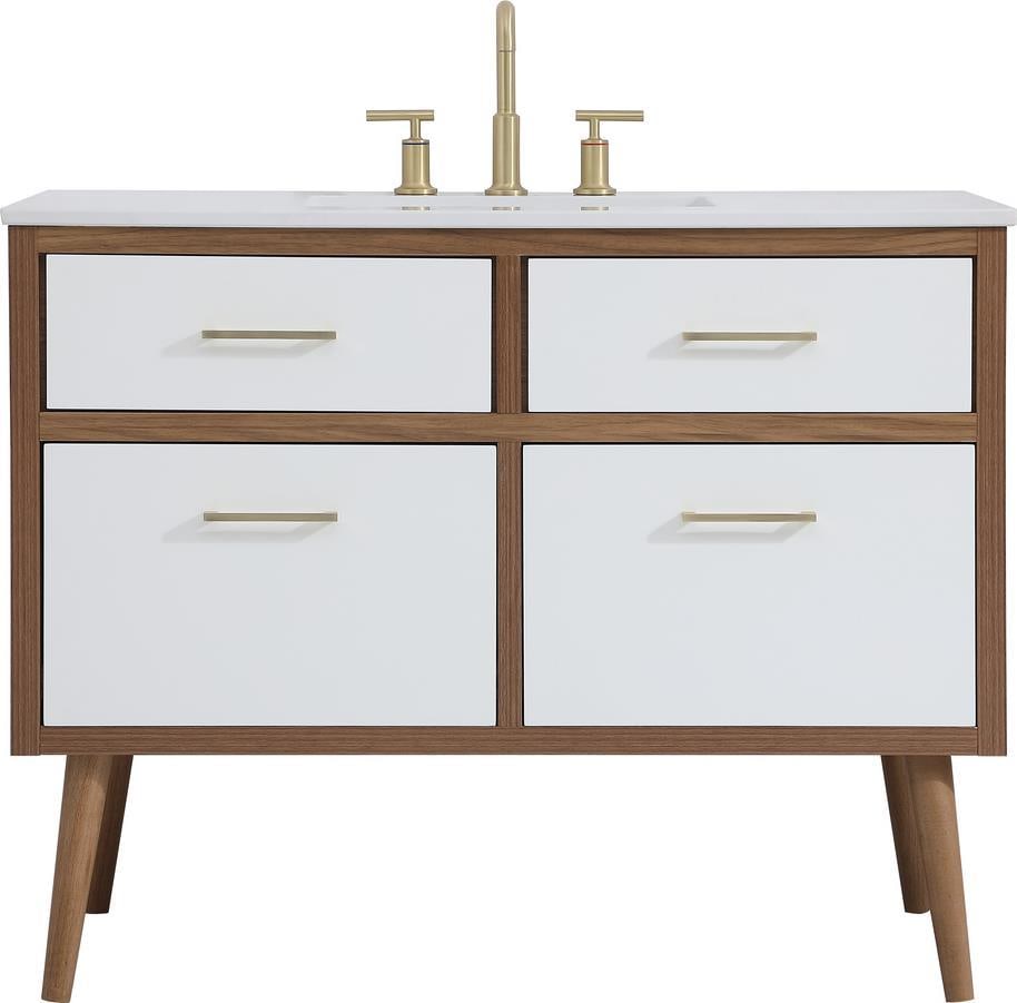 Elegant Lighting 42 Mid-Century Modern Bathroom Vanity Gold Handle (1 of 1)