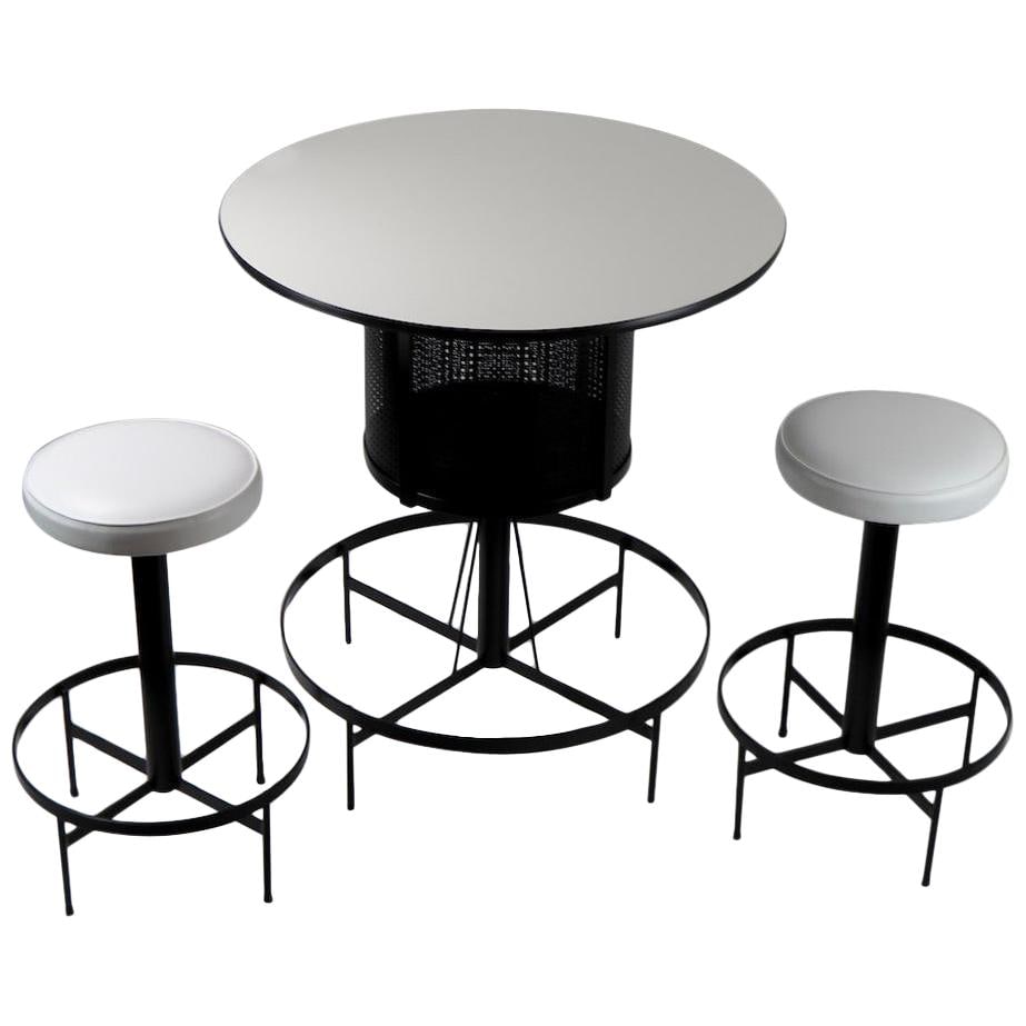 Arthur Umanoff 3-Piece Bar and Stool Set Midcentury Chic: Arthur Umanoff 3-Piece Bar and Stool Set Midcentury Chic Elevate your entertaining space with this chic and stylish 3-Piece Umanoff Bar and Stool Set. This set includes two elegantly designed stools a