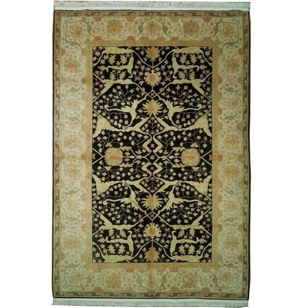 5.10 x 8.10 Handmade Chobi Peshawar Ziglar Rug Black Green: 5.10 x 8.10 Handmade Chobi Peshawar Ziglar Rug Black Green Free continental US Shipping Enhance your living space with this exquisite 5.10 x 8.10 handmade Chobi Peshawar Ziglar rug, showcasing a harmo