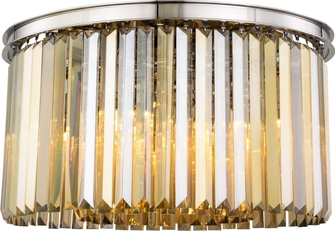 Elegant Lighting Sydney Flush-Mount Ceiling Light with Royal-Cut Crystal: Elegant Lighting Sydney Flush-Mount Ceiling Light with Royal-Cut Crystal Illuminate your space with the Sydney Ceiling Light, a stunning blend of classic and modern design. This flush-mount fixture fe