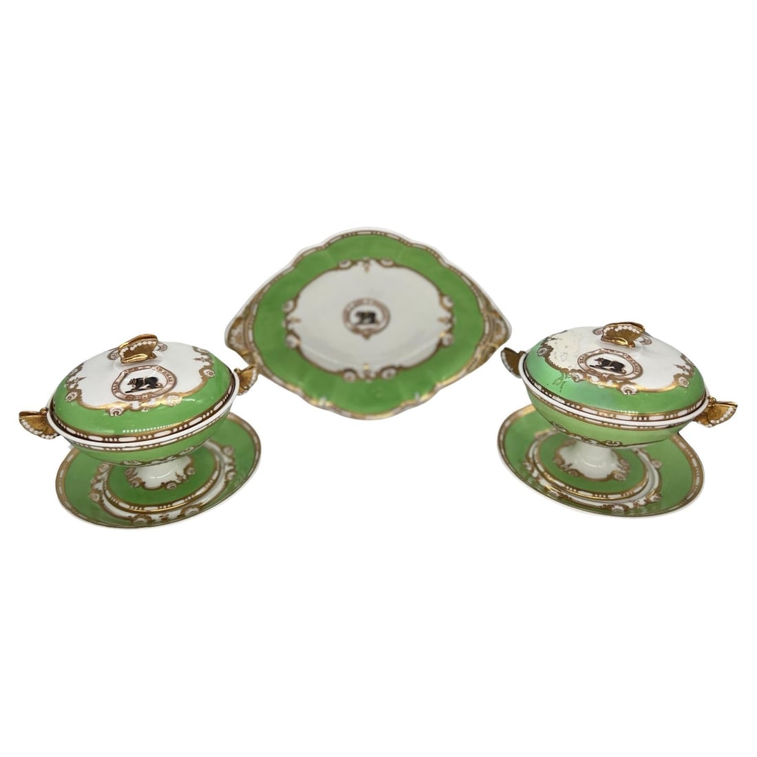 Antique Spode Heraldic Bear & Forbear Dessert Tray Set of 3 (1 of 12)