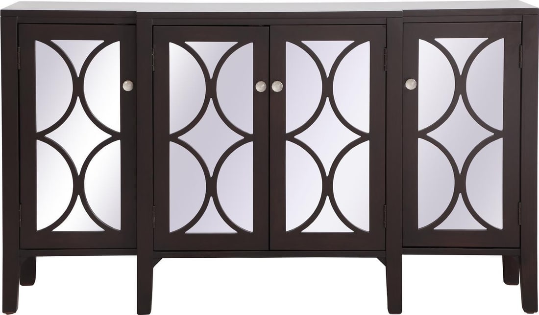Elegant Lighting 60 Inch Mirrored Transitional Credenza: Elegant Lighting 60 Inch Mirrored Transitional Credenza Elevate your home decor with this sophisticated 60" mirrored credenza. Designed in a transitional style, this elegant piece features a rich blue