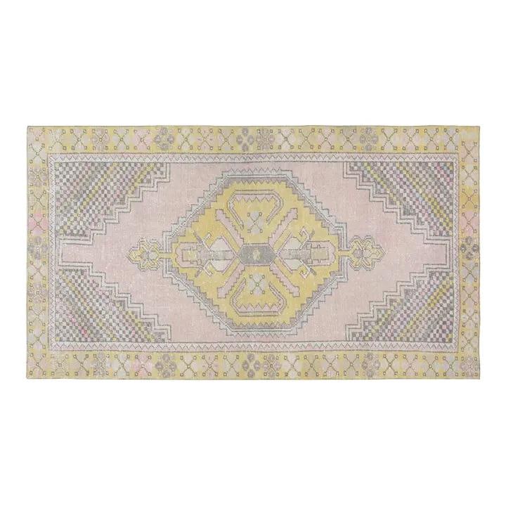 Handmade Anatolian Wool Area Rug 3'7" x 6'6" Vintage Turkish Decor: Handmade Anatolian Wool Area Rug 3'7" x 6'6" Vintage Turkish Decor This vintage Turkish Anatolian rug is hand-knotted from wool using traditional techniques, blending classic craftsmanship with a mode