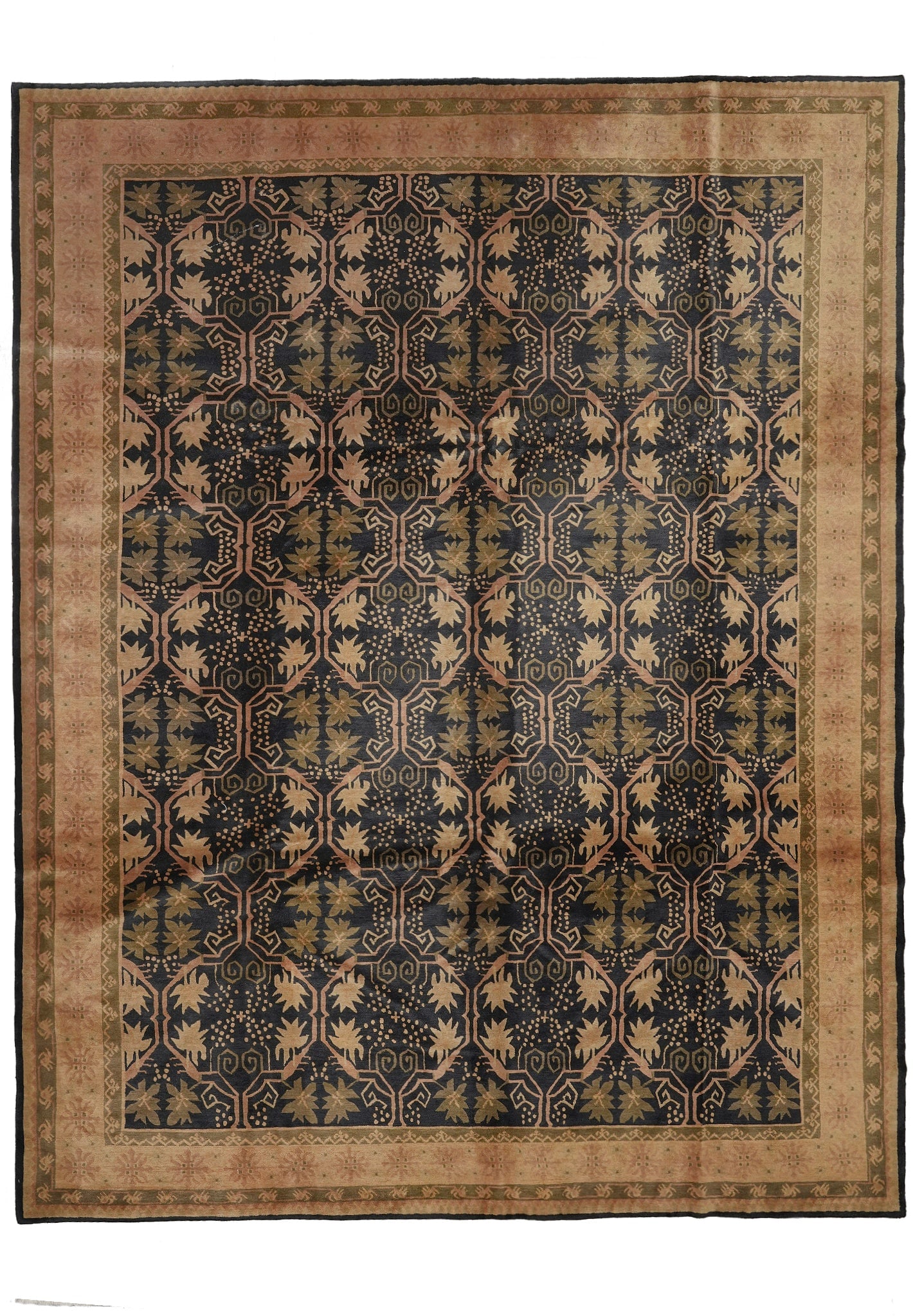 9 x 11.9 Black Contemporary Handmade Wool Rug Modern Abstract Design (1 of 14)