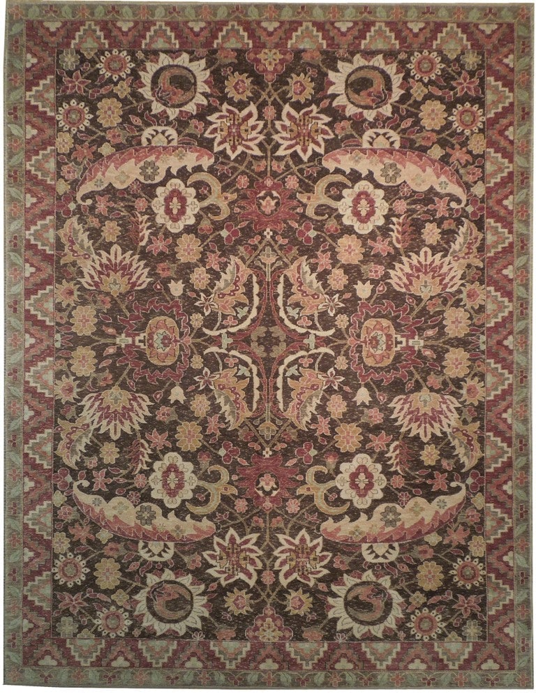 7'9 x 9'10 Chobi Peshawar Handmade Floral Rug in Natural Wool (1 of 6)