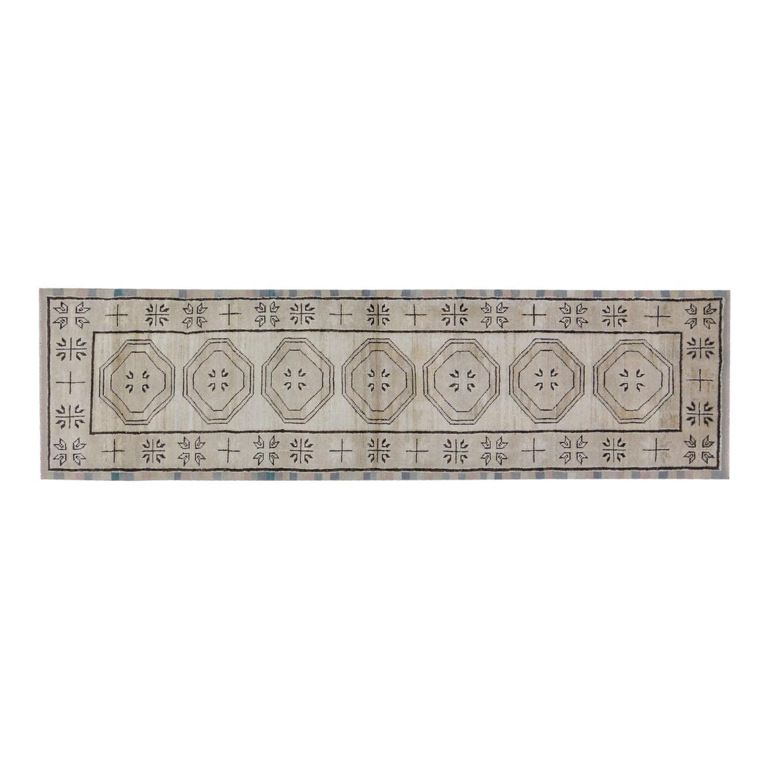 Handmade Wool Oushak Runner Rug 2'10" x 10'6" Greige (1 of 5)