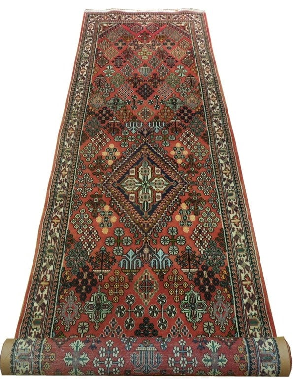 Handcrafted Persian Mihem Runner 3'5 x 13'11 Elegant Design: Handcrafted Persian Mihem Runner 3'5 x 13'11 Elegant Design Free continental US Shipping Enhance your space with this exquisite 3.5 x 13.11 Persian Mihem Runner, handcrafted by skilled Persian artisan
