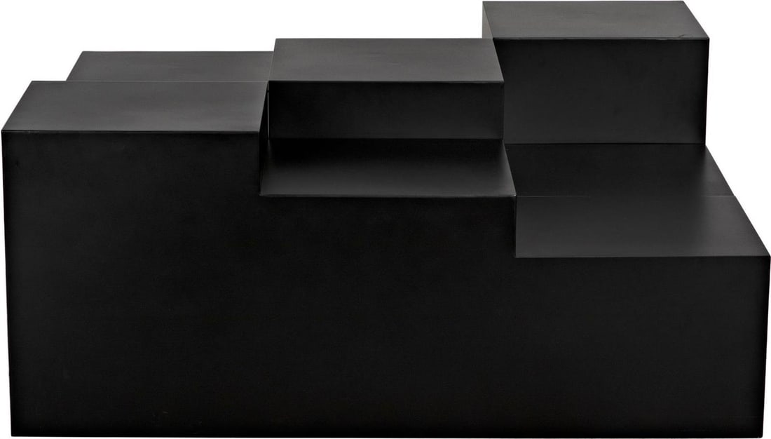 Noir Stein Matte Black Industrial Steel Square Coffee Table (1 of 3)