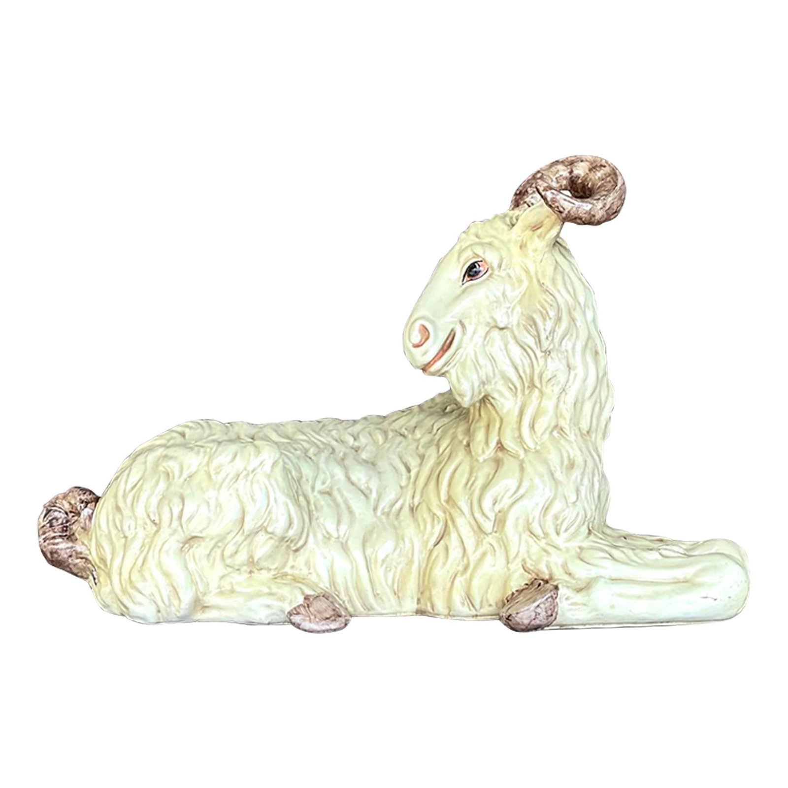 Vintage Boho Chalkware Big Horn Ram Rustic Decor 31x20x13 (1 of 10)