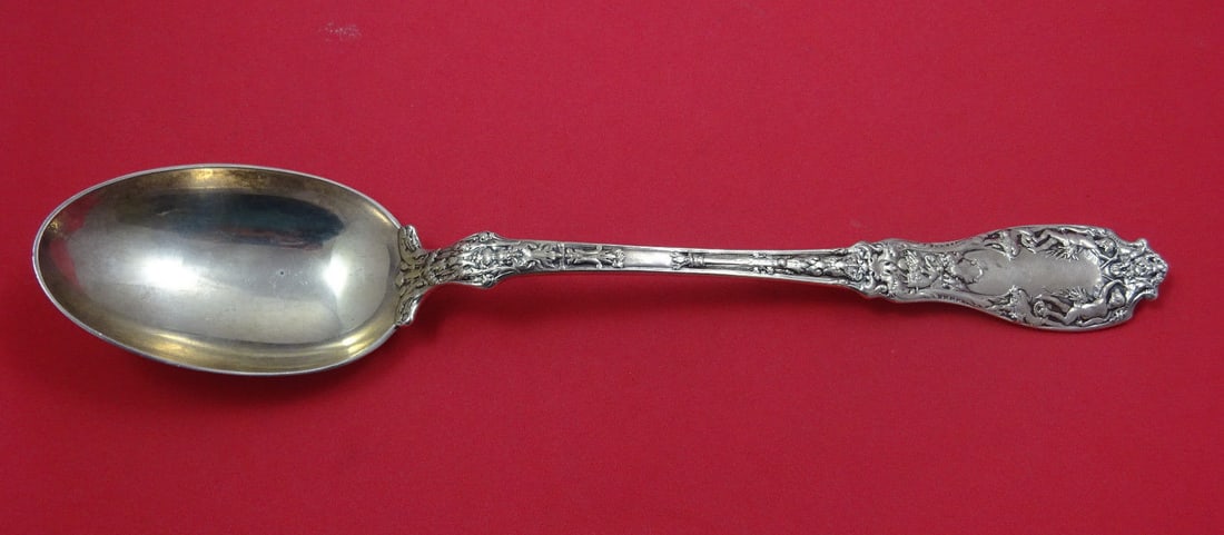 Gorham Paris Sterling Silver Serving Spoon 12 1/8 Inch with Button: Gorham Paris Sterling Silver Serving Spoon 12 1/8 Inch with Button This exquisite serving spoon, crafted by Gorham, features the elegant "Paris" pattern and is made of high-quality sterling silver. Me