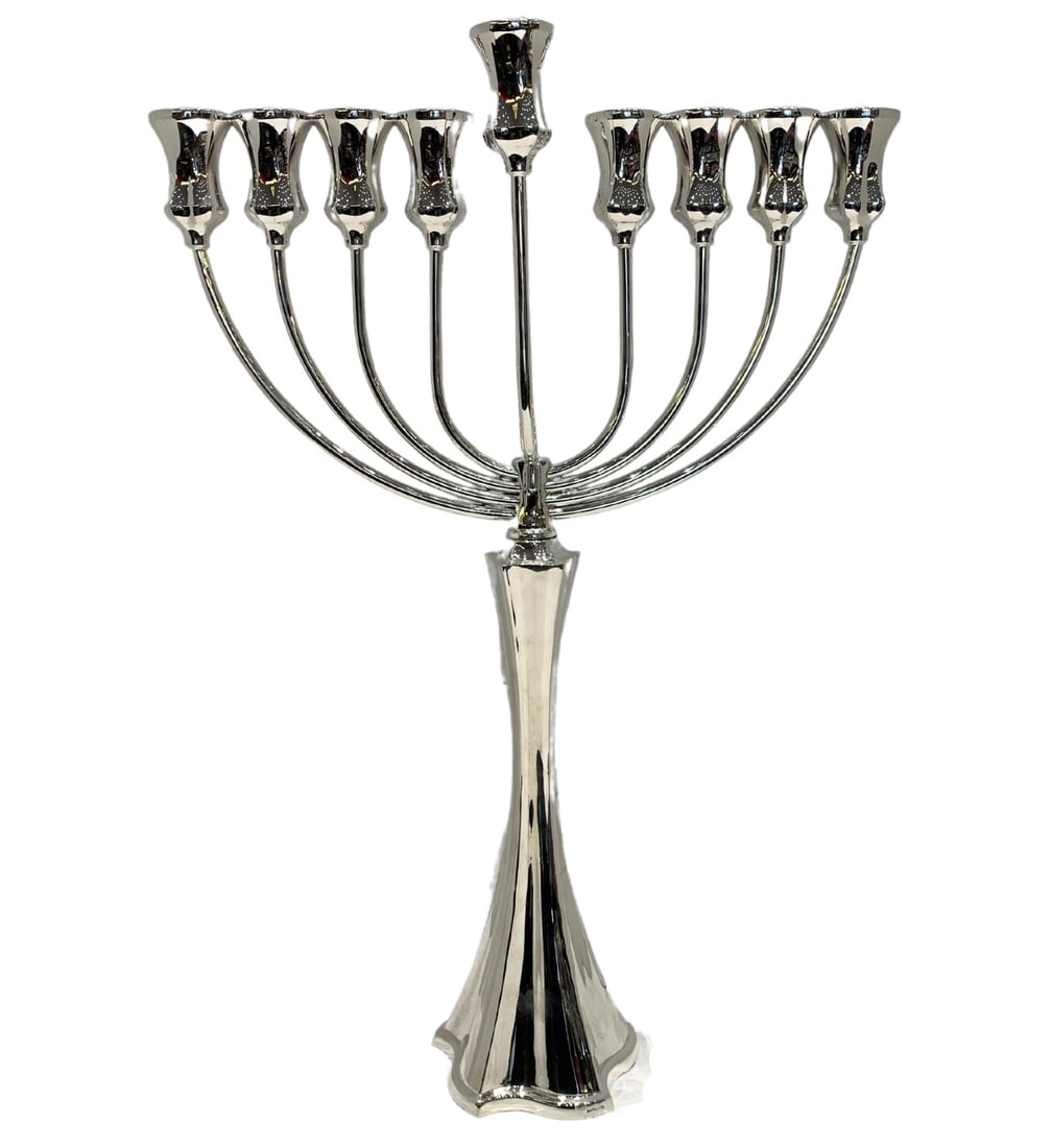 Elegant Handmade 925 Sterling Silver Modern Chanukah Menorah 23.23": Elegant Handmade 925 Sterling Silver Modern Chanukah Menorah 23.23" This exquisite Chanukah Menorah is crafted from fine 925 sterling silver and showcases a modern, handmade design with a shiny and sl