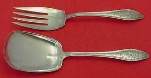Towle Mary Chilton Engraved #1 Sterling Silver Salad Serving Set 2pc 9in (1 of 2)