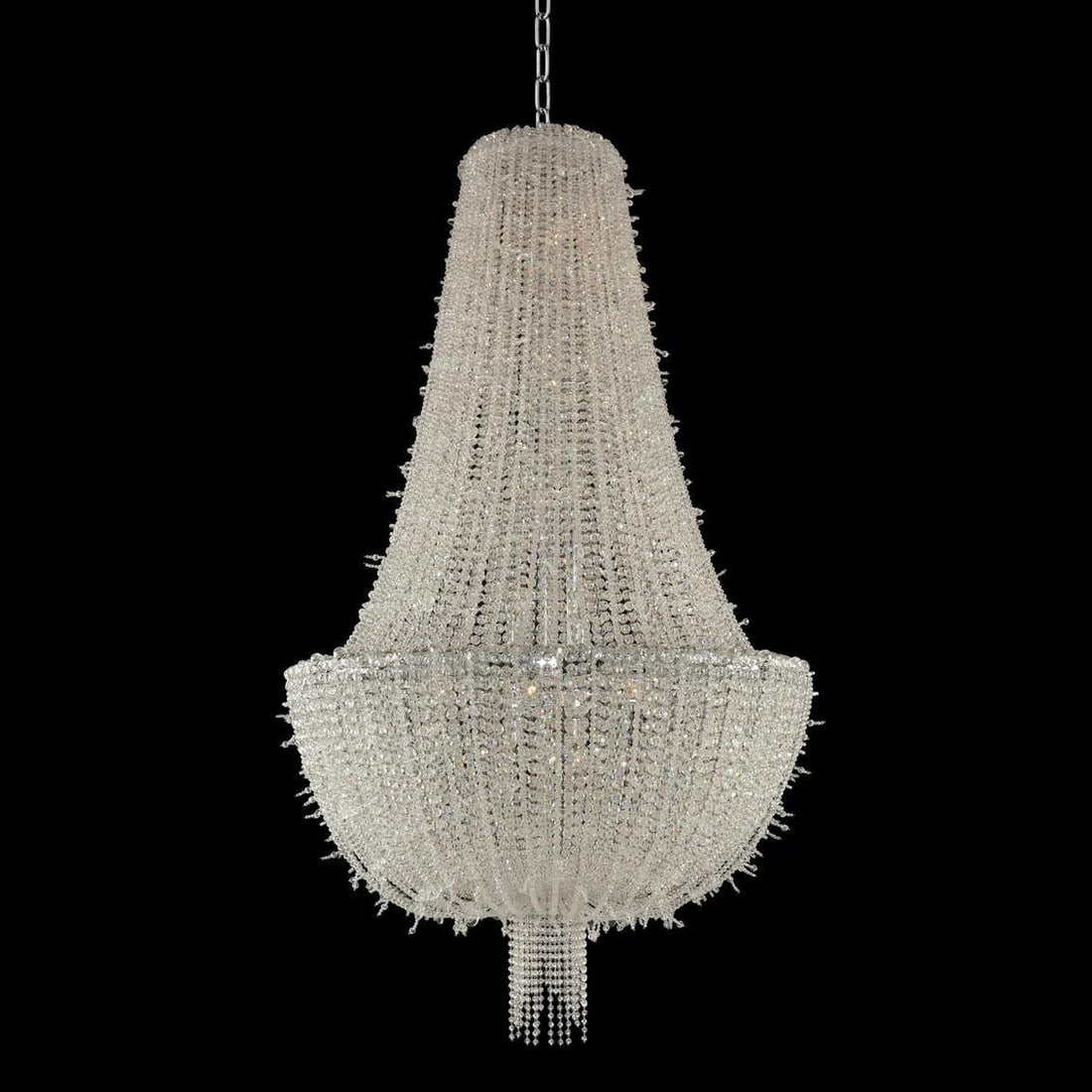 Kalco Cielo Empire Chandelier Chrome Clear Crystal 20 Bulbs Dimmable: Kalco Cielo Empire Chandelier Chrome Clear Crystal 20 Bulbs Dimmable Elevate your space with the Luxurious Cielo Empire Chandelier, a stunning indoor lighting fixture that combines elegance with funct