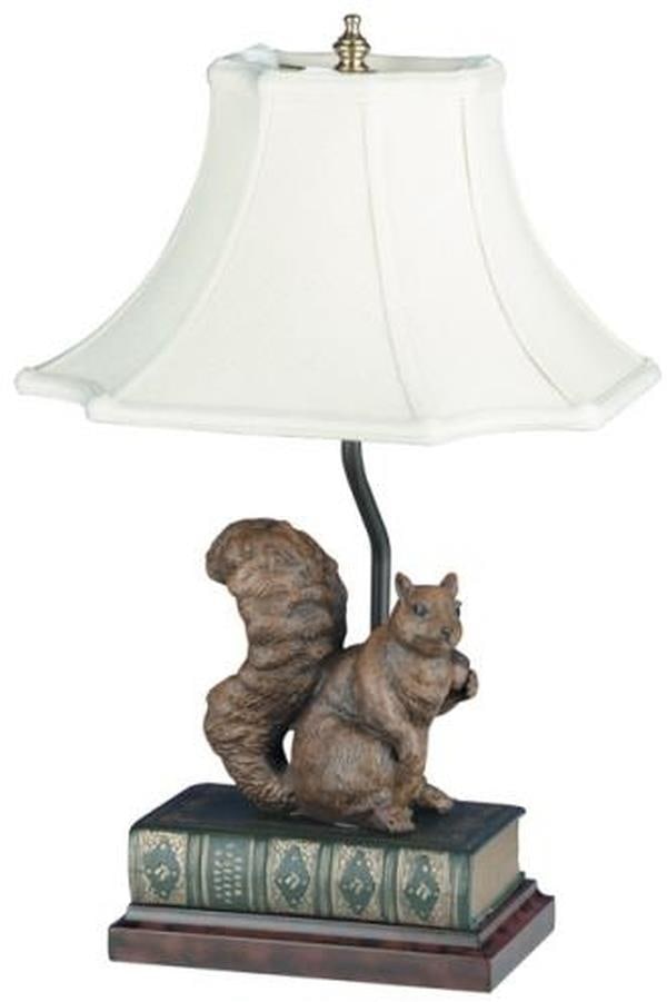 Whimsical Squirrel Table Lamp Lodge Style Resin Chestnut Oxblood Red (1 of 1)