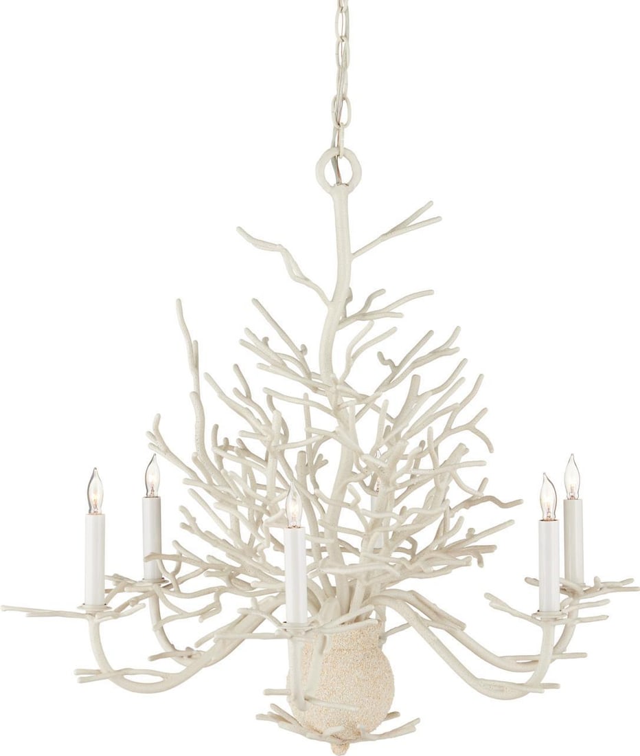 Currey Seaward Coastal White Coral Bowl Chandelier 27H 29W 29D: Currey Seaward Coastal White Coral Bowl Chandelier 27H 29W 29D Illuminate your space with this stunning Coastal White Coral Chandelier, perfect for adding a touch of seaside elegance. This bowl chande
