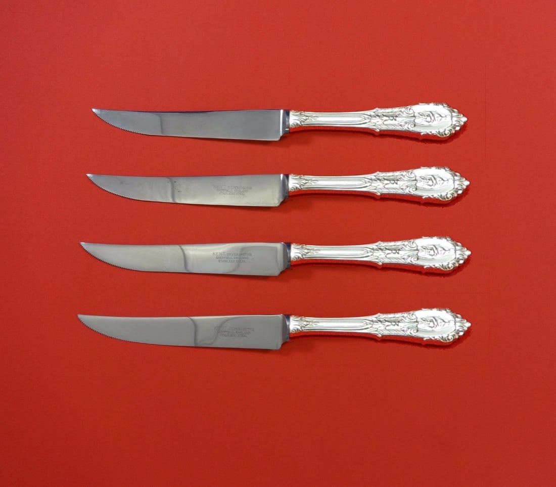 Wallace Rose Point Sterling Silver Steak Knife Set 4pc Custom 8.5" (1 of 2)