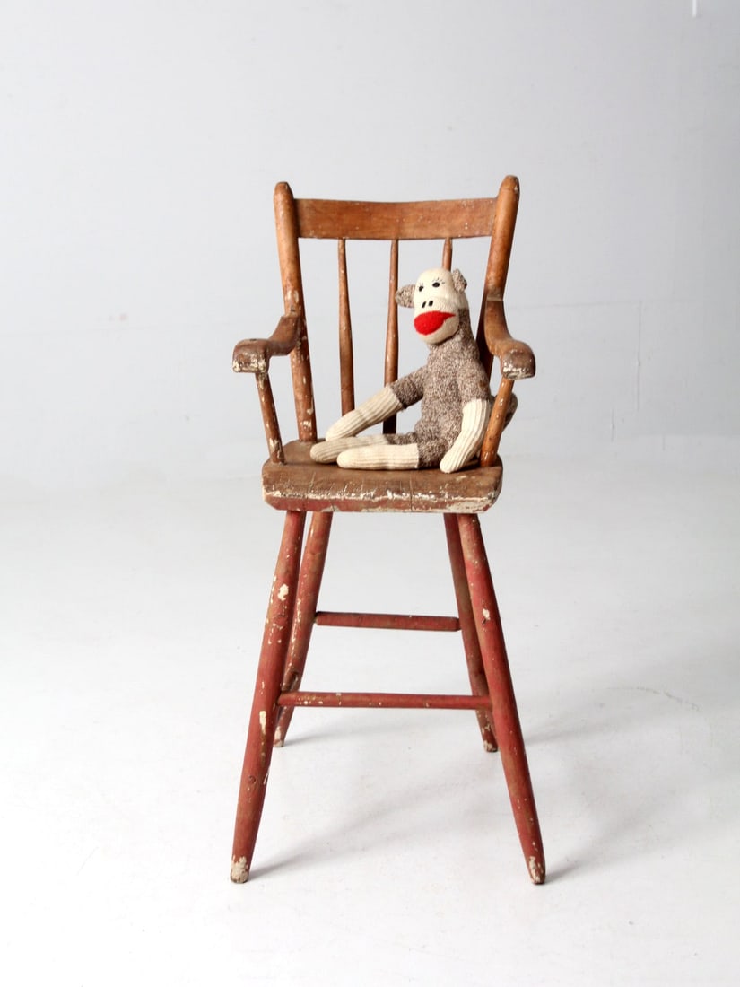 Early 20th Century Antique Child's Wooden Chair Rustic Farmhouse Decor (1 of 13)