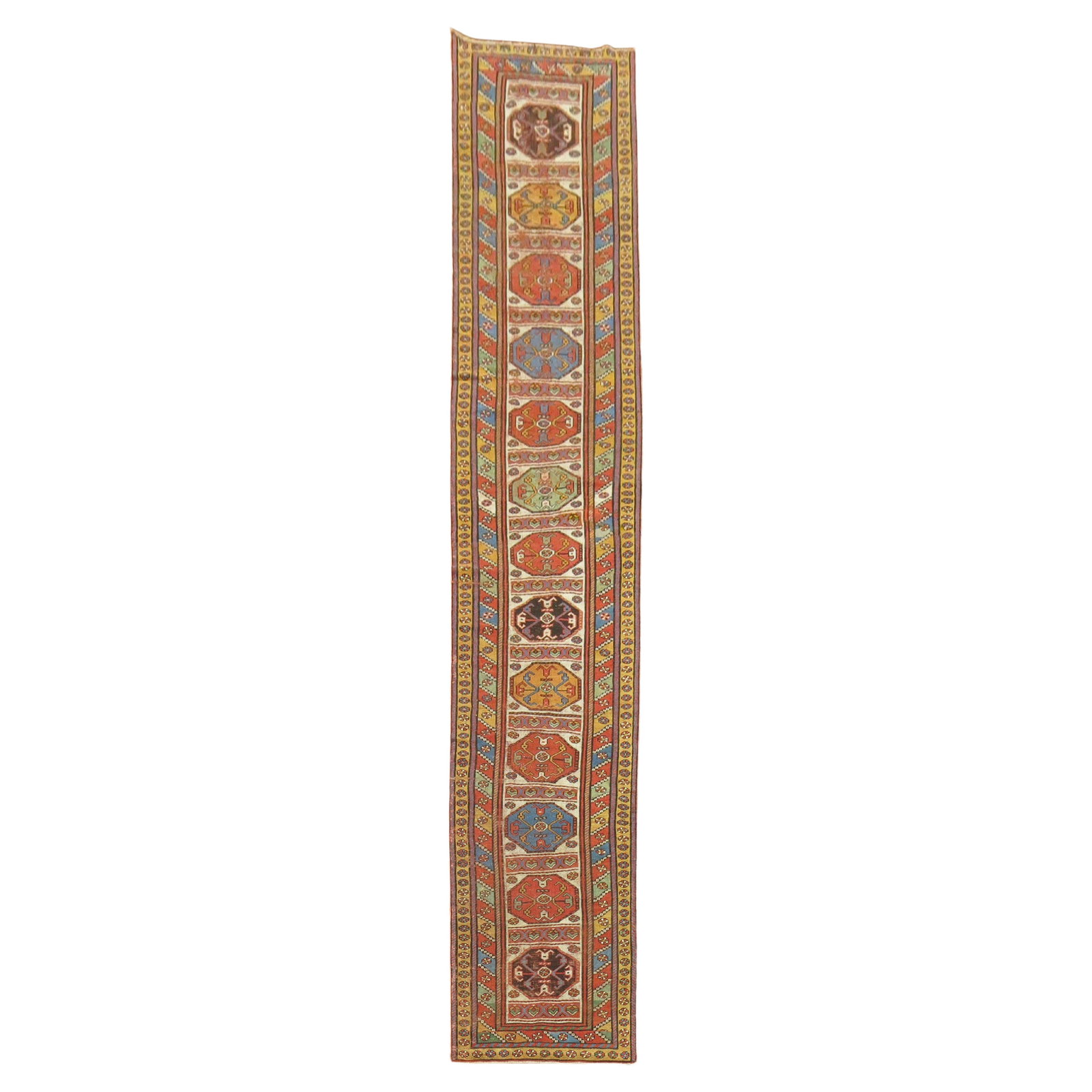 Antique Persian Kurdish Tribal Runner 36x197 Wool Hand-Knotted: Antique Persian Kurdish Tribal Runner 36x197 Wool Hand-Knotted Discover the beauty of this stunning Tribal Geometric Antique Persian Kurdish Runner, a remarkable piece from the early 20th century. Han