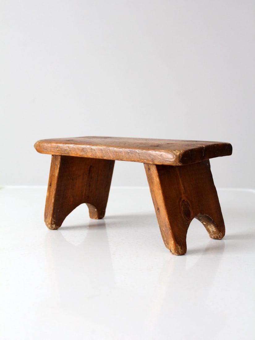 Rustic Antique Wooden Footstool 10.5 x 6 x 5.5 Inches (1 of 10)
