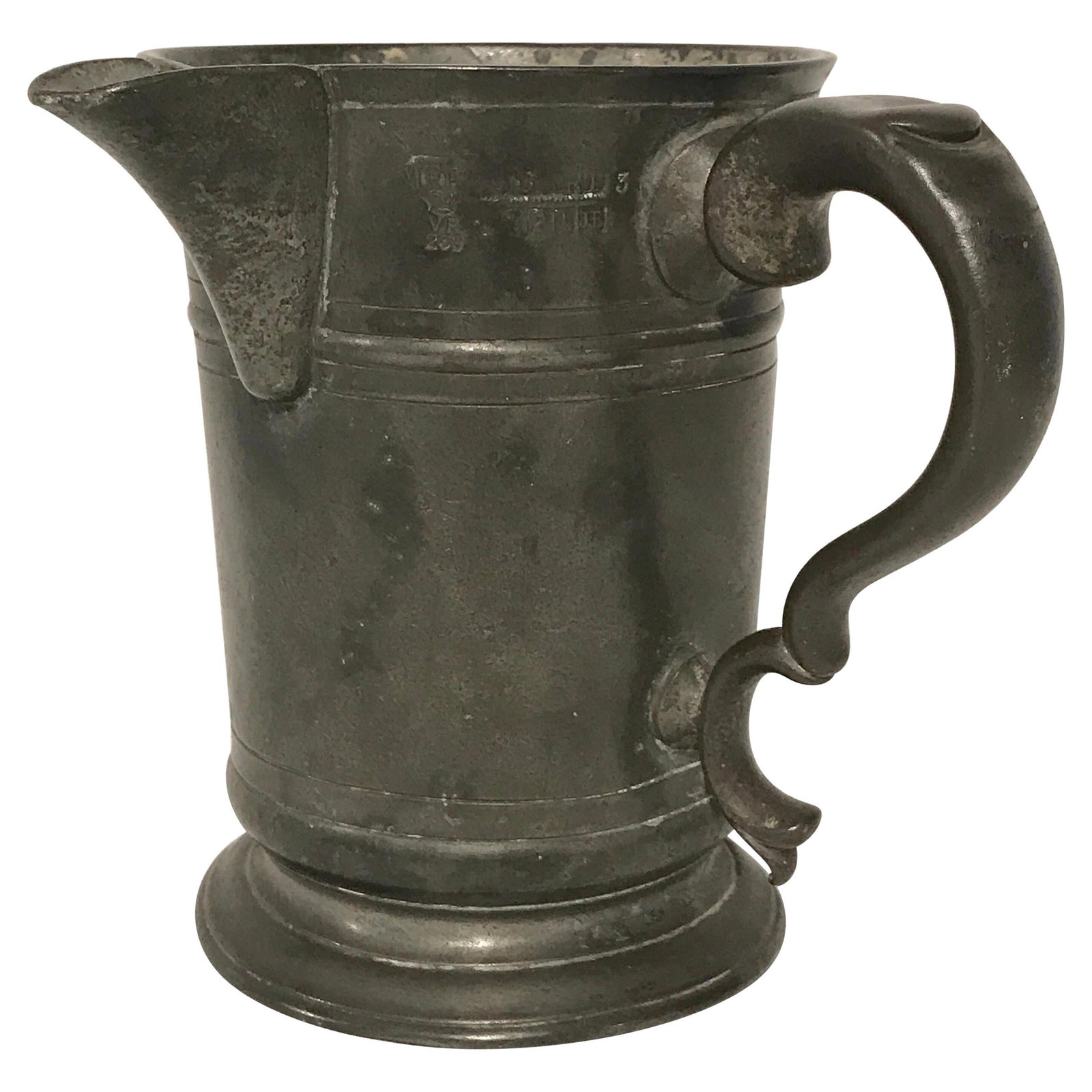 Georgian Pewter Measure by Edward J Wilderness Row 1800 England: Georgian Pewter Measure by Edward J Wilderness Row 1800 England This exquisite Georgian pewter measure, crafted by Edward J Wilderness Row, showcases a classic George III style. Standing at a height o