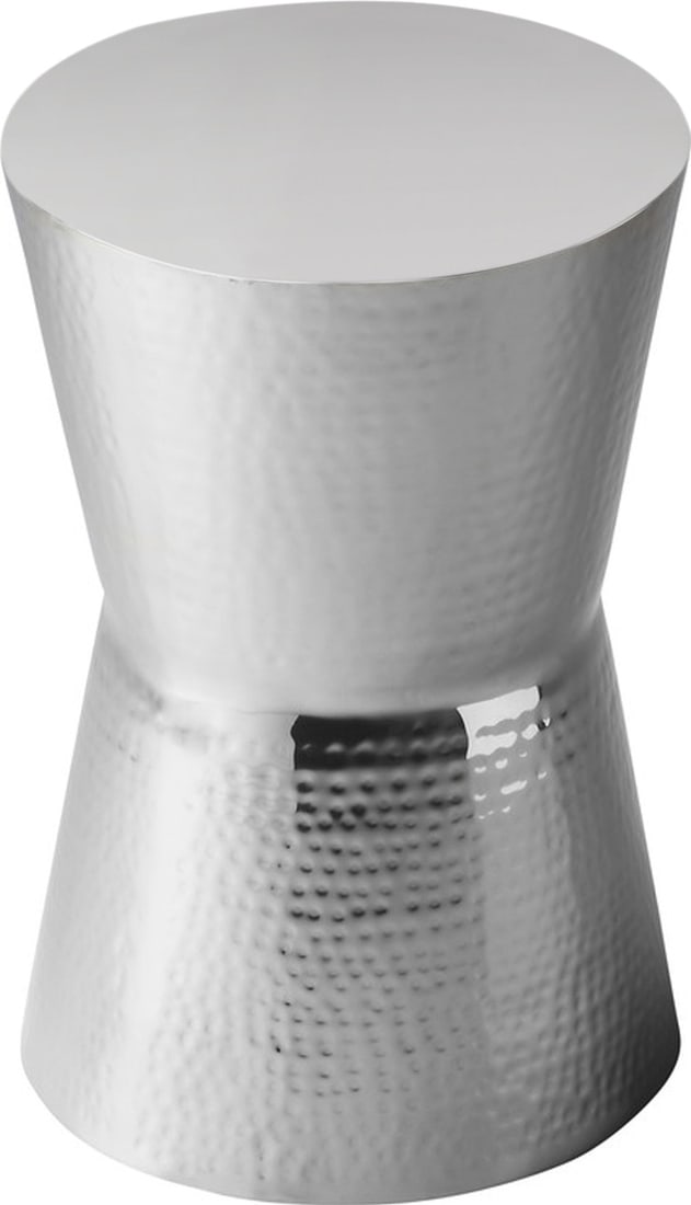 Butler Dimple Collection Polished Stainless Steel Round Accent Table: Butler Dimple Collection Polished Stainless Steel Round Accent Table Enhance your space with this Polished Stainless Steel Accent Table, a stylish addition to any room. This round side table from the 