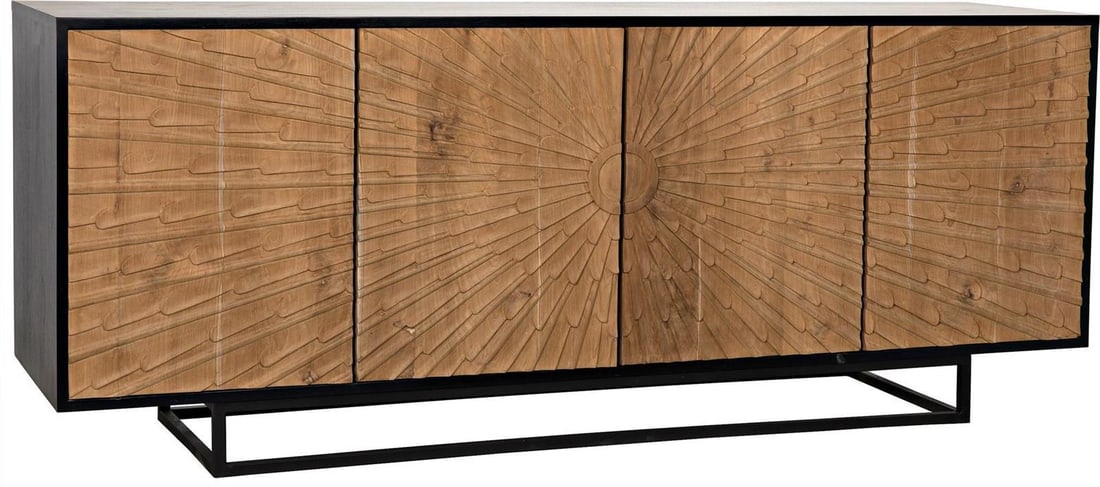 Noir Ra French Style Teak Mahogany Sideboard with Matte Black Finish: Noir Ra French Style Teak Mahogany Sideboard with Matte Black Finish This elegant Traditional Teak and Mahogany Sideboard features a stylish French design, perfect for adding a touch of sophistication