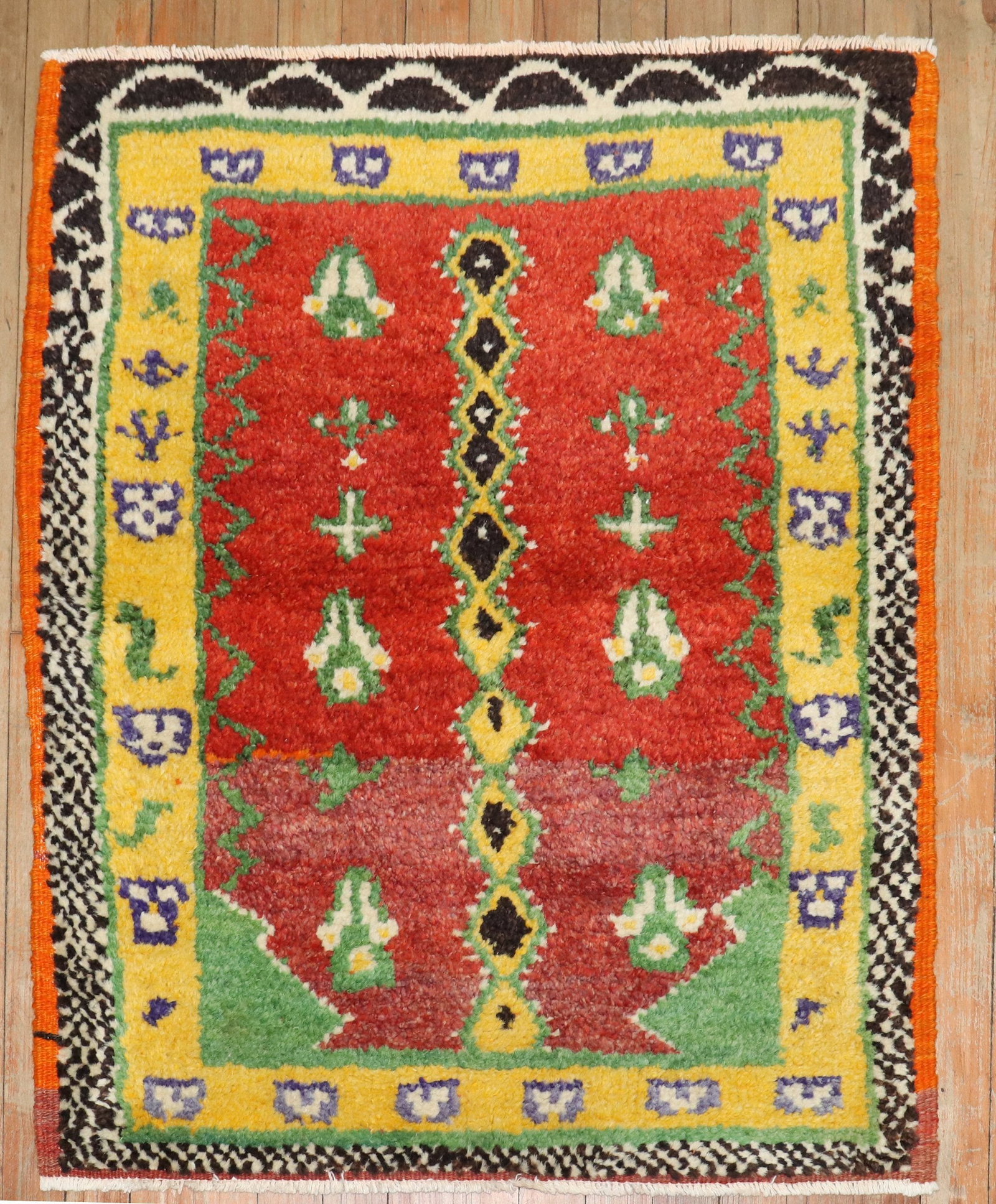 Vintage Turkish Tulu Rug 31 x 38 Hand-Woven Steampunk Wool (1 of 5)