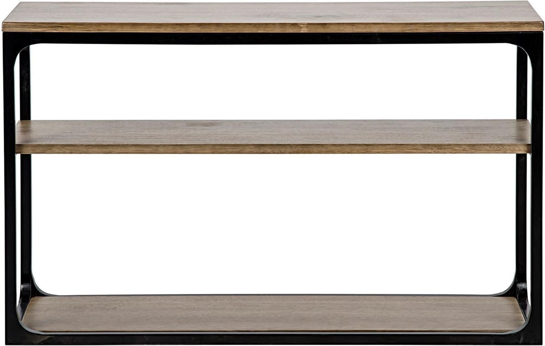 Novie Small Console Table Dark Walnut Matte Black Frame (1 of 3)