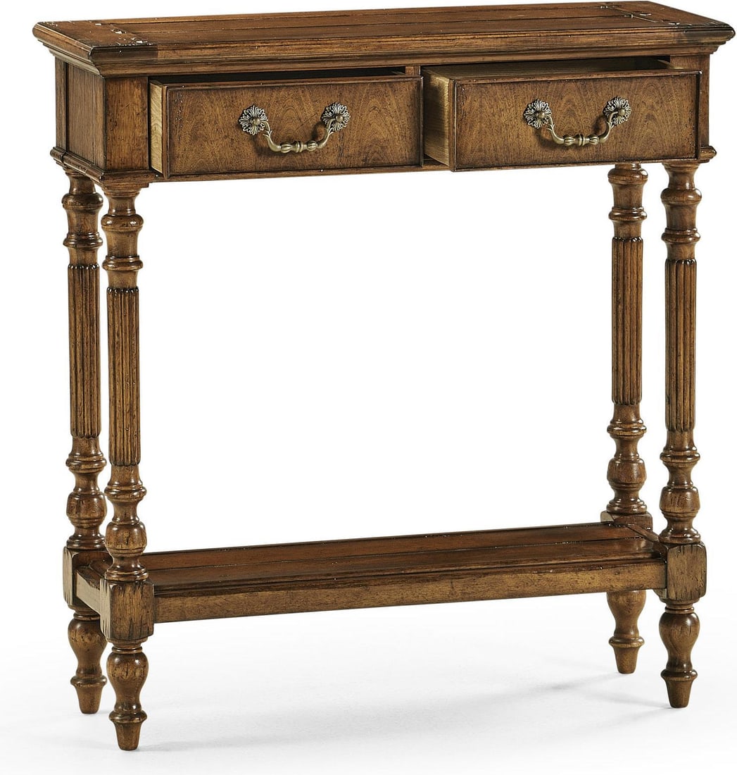 Jonathan Charles Antique Style Narrow Console Table Distressed Walnut: Jonathan Charles Antique Style Narrow Console Table Distressed Walnut This versatile narrow console table combines antique and vintage styles, making it an elegant addition to any space. Crafted from 