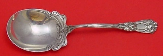 Durgin Iris Sterling Silver Salad Serving Spoon 9.25in (1 of 2)