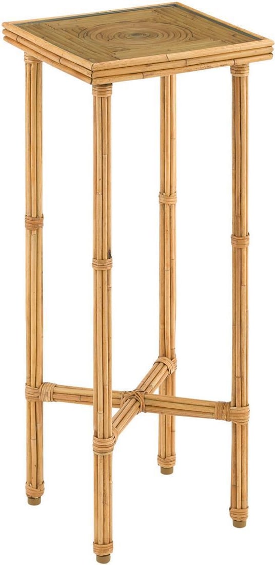 Currey Silang Natural Rattan Glass Accent Table Drinks Table (1 of 3)