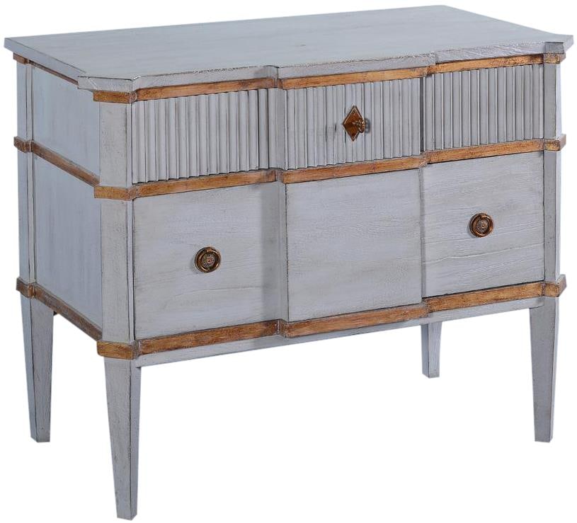 St. Denis French Country Nightstand with Gold Accents: St. Denis French Country Nightstand with Gold Accents This elegant nightstand combines functionality with vintage charm, featuring a classic French Country Style design. The piece is crafted from soli