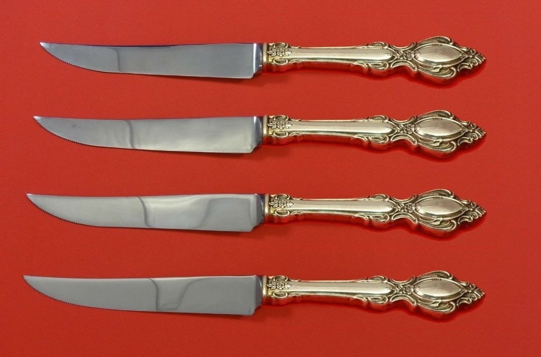 Lunt Lasting Grace Sterling Silver Steak Knife Set 4pc Custom 8.5" (1 of 2)