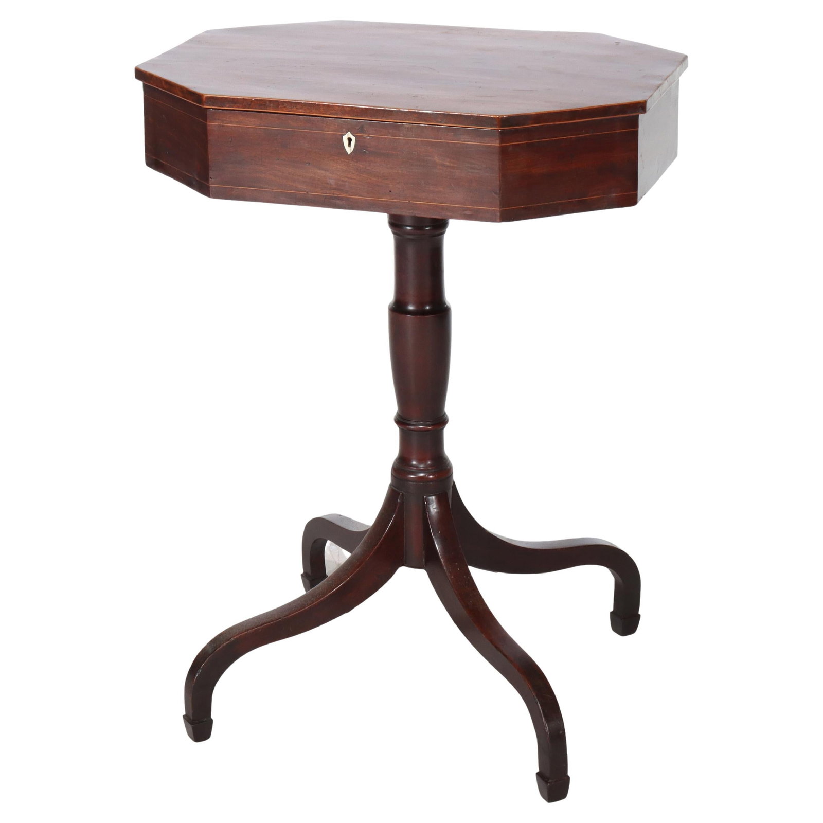 Antique Sheraton Federal Mahogany Sewing Stand c1820 Lift-Top Spider Legs (1 of 12)