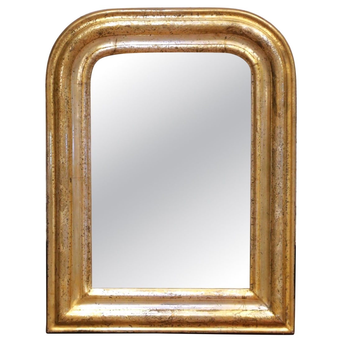 French Louis Philippe Giltwood Wall Mirror with Floral Engraving Circa 1870: French Louis Philippe Giltwood Wall Mirror with Floral Engraving Circa 1870 This antique French Louis Philippe wall mirror, crafted circa 1870, features a refined giltwood frame with delicately engrav