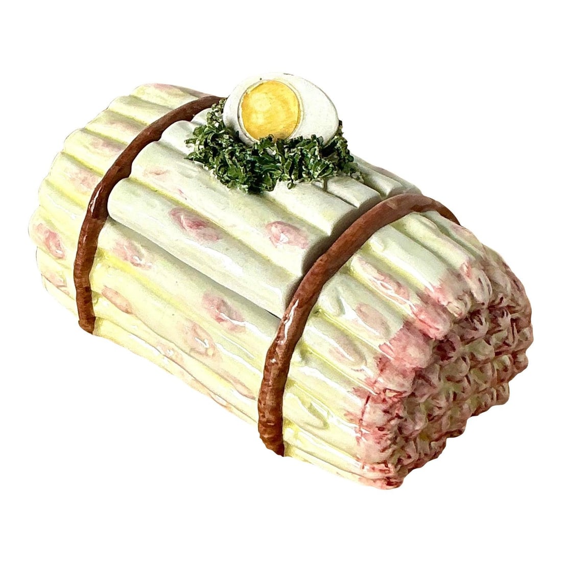 Italian Majolica Trompe l'Oeil Asparagus Ceramic Box with Lid (1 of 10)
