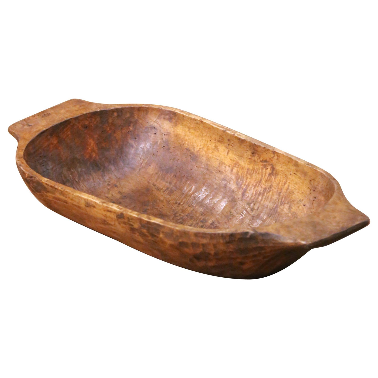 French Provincial Elm Dough Bowl Hand-Carved with Handles Circa 1880 (1 of 8)