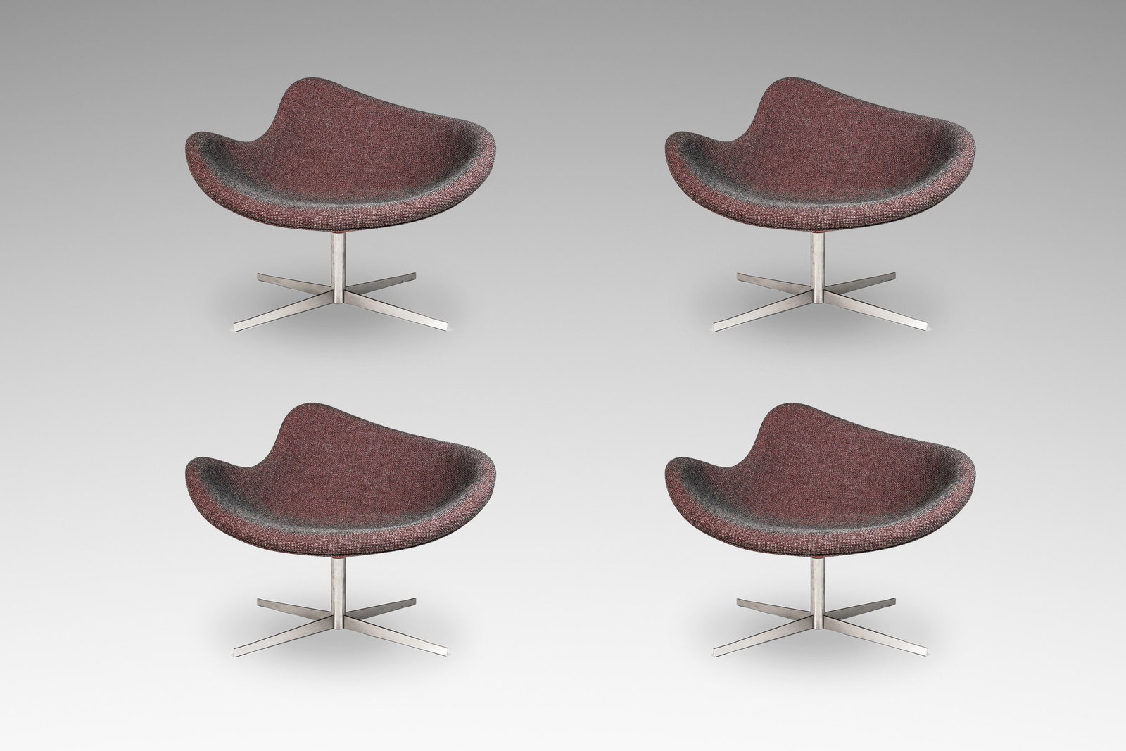 Set of 4 Postmodern K2 Magenta Chairs by Busk & Hertzog for Hightower USA 2000s: Set of 4 Postmodern K2 Magenta Chairs by Busk & Hertzog for Hightower USA 2000s Elevate your space with this set of four Postmodern Swivel-Base 'K2' Magenta Chairs, designed by the renowned Danish duo